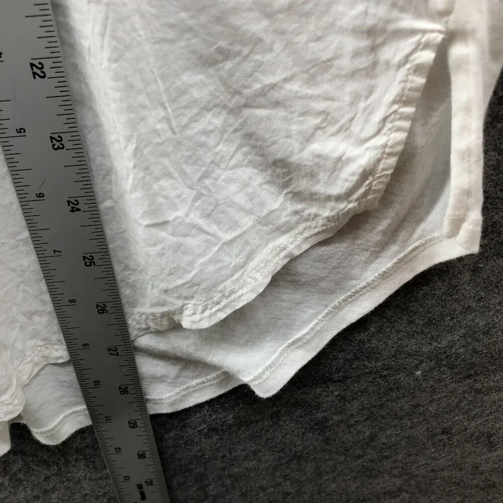 Splendid Short Sleeve Paige Shirt Womens L White Button Up Lightweight Raw Edge - Picture 9 of 10